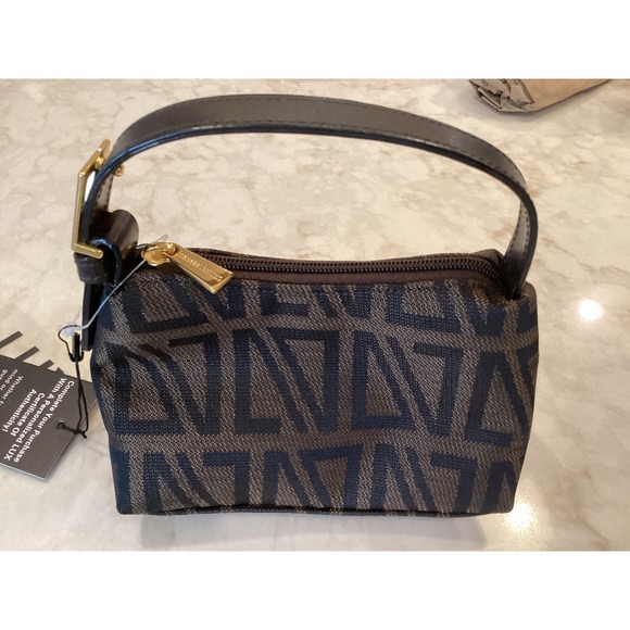 Diana Valentino Mini Top Handle Bag Designer Monogram Print Gold Hardware - Picture 1 of 5